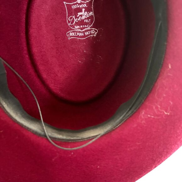 Vintage Whittall & Shon Doeskin 100% Felt Wool Burgundy Bollman Hat Co. USA - Picture 7 of 10